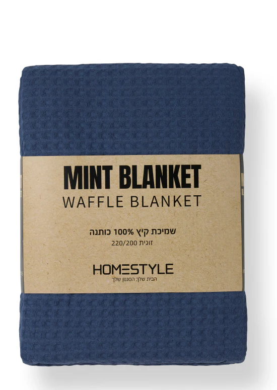 שמיכת קיץ פיקה,  כותנה מנטה - כחול