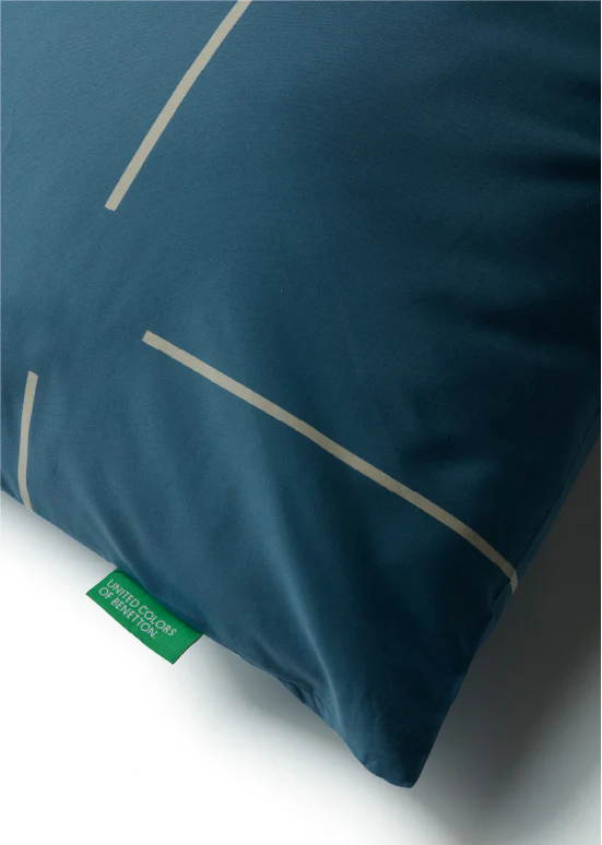 סט מצעי Benetton – ריבועים פטרול אבן - Image 2