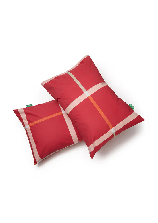Benetton Grid Collection, מצעי כותנה משבצות - אדום - Image 3