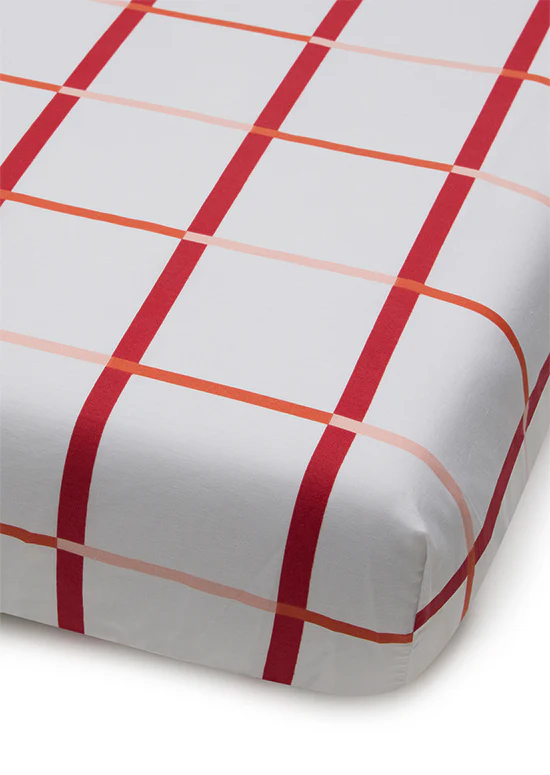 Benetton Grid Collection, מצעי כותנה משבצות - אדום - Image 4