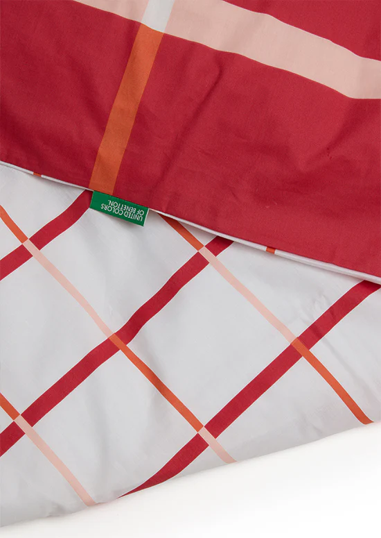 Benetton Grid Collection, מצעי כותנה משבצות - אדום - Image 5
